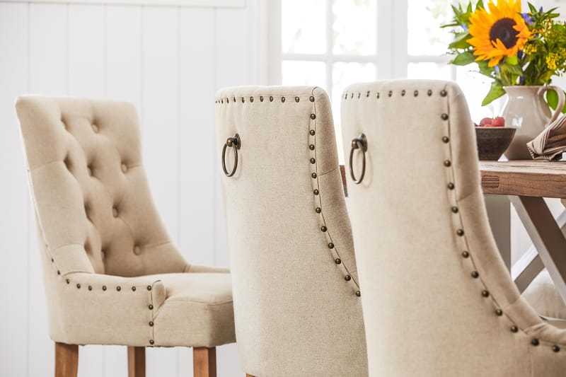 Matgrupp Bloomington Lyon Förlängningsbar 200 cm med 6 Viktoria Stol Natur/Vit/Beige Beige/White - Möbler - Matplats - Matgrupp & matbord med stolar