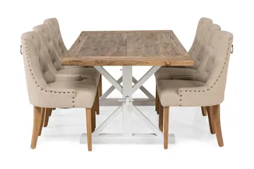 Matgrupp Bloomington Lyon Förlängningsbar 200 cm med 6 Viktoria Stol Natur/Vit/Beige Beige/White - Möbler - Matplats - Matgrupp & matbord med stolar