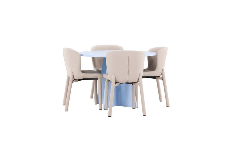 Matgrupp Bootcut Runt 110 cm Babyblå med 4st Astoria Stolar Beige - Beige - Möbler - Matplats - Matgrupp & matbord med stolar