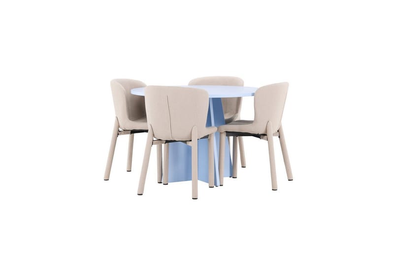 Matgrupp Bootcut Runt 110 cm Babyblå med 4st Astoria Stolar Beige - Beige - Möbler - Matplats - Matgrupp & matbord med stolar