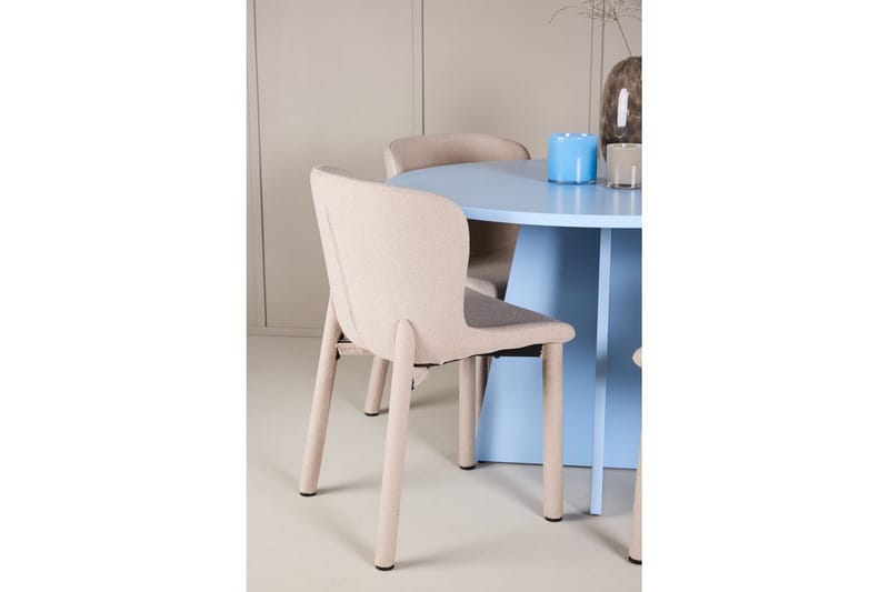Matgrupp Bootcut Runt 110 cm Babyblå med 4st Astoria Stolar Beige - Beige - Möbler - Matplats - Matgrupp & matbord med stolar