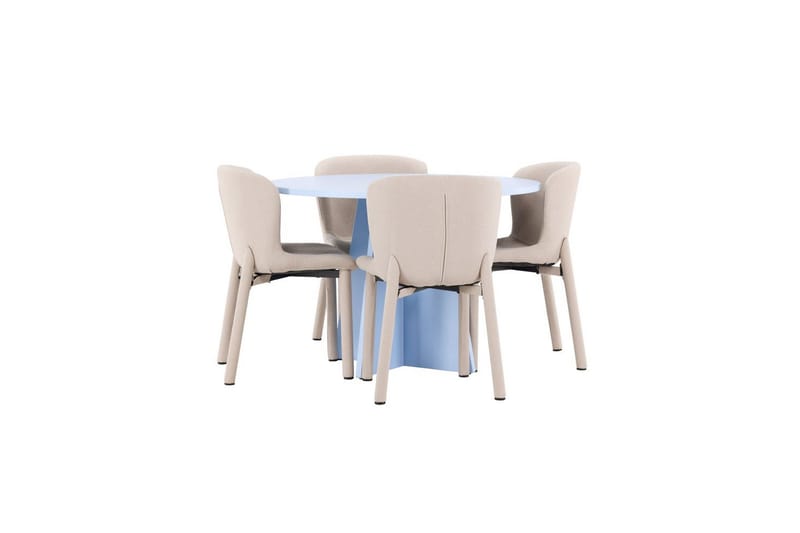 Matgrupp Bootcut Runt 110 cm Babyblå med 4st Astoria Stolar Beige - Beige - Möbler - Matplats - Matgrupp & matbord med stolar