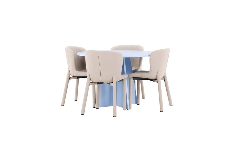 Matgrupp Bootcut Runt 110 cm Babyblå med 4st Astoria Stolar Beige - Beige - Möbler - Matplats - Matgrupp & matbord med stolar