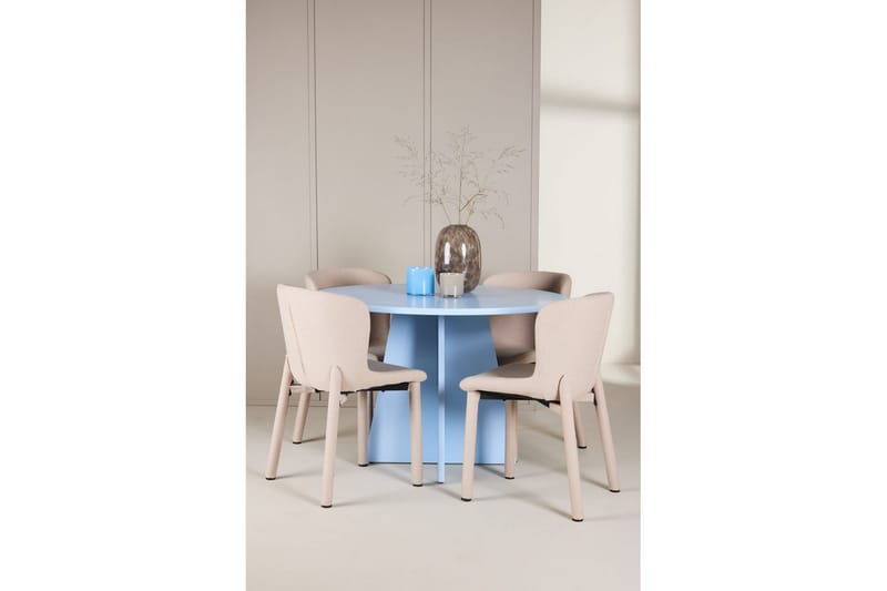 Matgrupp Bootcut Runt 110 cm Babyblå med 4st Astoria Stolar Beige - Beige - Möbler - Matplats - Matgrupp & matbord med stolar