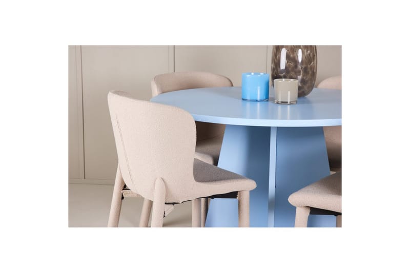 Matgrupp Bootcut Runt 110 cm Babyblå med 4st Astoria Stolar Beige - Beige - Möbler - Matplats - Matgrupp & matbord med stolar