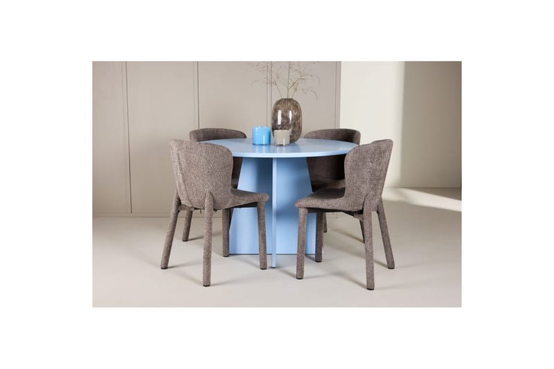 Matgrupp Bootcut Runt 110 cm Babyblå med 4st Astoria Stolar Brun - Brun - Möbler - Matplats - Matgrupp & matbord med stolar