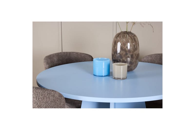 Matgrupp Bootcut Runt 110 cm Babyblå med 4st Astoria Stolar Brun - Brun - Möbler - Matplats - Matgrupp & matbord med stolar