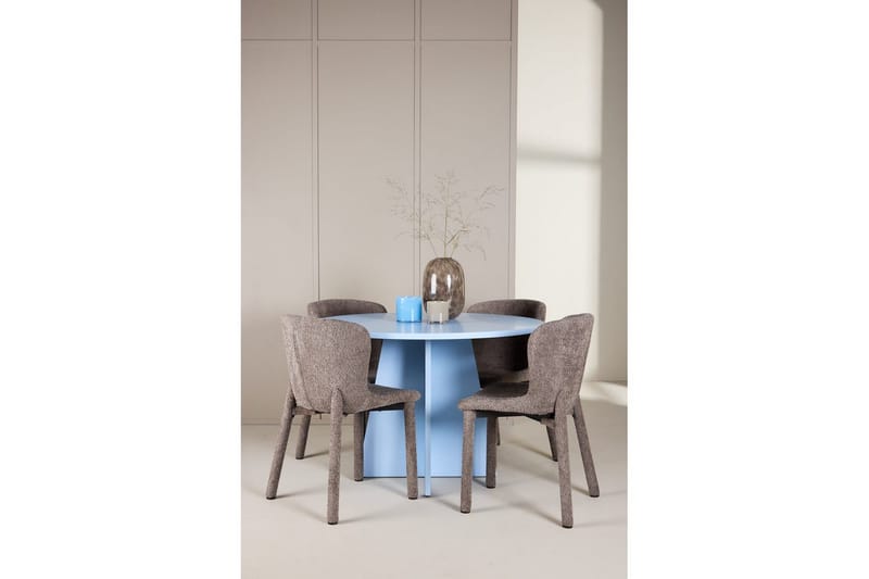 Matgrupp Bootcut Runt 110 cm Babyblå med 4st Astoria Stolar Brun - Brun - Möbler - Matplats - Matgrupp & matbord med stolar