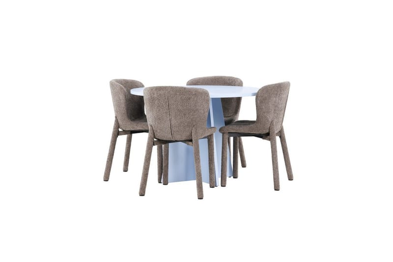 Matgrupp Bootcut Runt 110 cm Babyblå med 4st Astoria Stolar Brun - Brun - Möbler - Matplats - Matgrupp & matbord med stolar