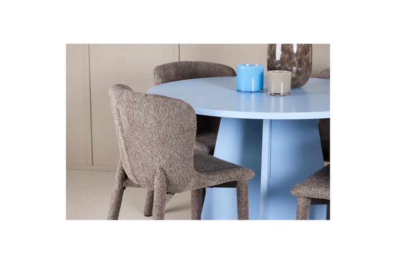 Matgrupp Bootcut Runt 110 cm Babyblå med 4st Astoria Stolar Brun - Brun - Möbler - Matplats - Matgrupp & matbord med stolar