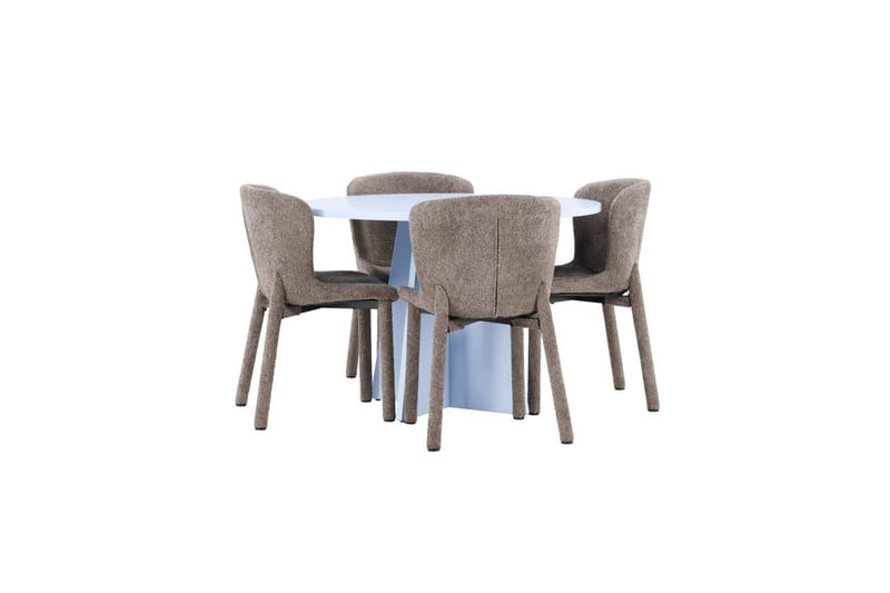 Matgrupp Bootcut Runt 110 cm Babyblå med 4st Astoria Stolar Brun - Brun - Möbler - Matplats - Matgrupp & matbord med stolar