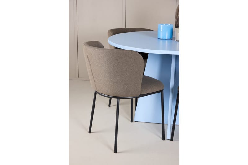 Matgrupp Bootcut Runt 110 cm Babyblå med 4st Edina Stolar Svart / Brun - Svart / Brun - Möbler - Matplats - Matgrupp & matbord med stolar