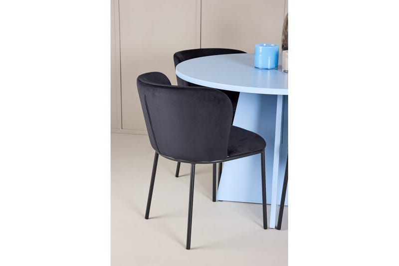 Matgrupp Bootcut Runt 110 cm Babyblå med 4st Edina Stolar Svart - Svart - Möbler - Matplats - Matgrupp & matbord med stolar