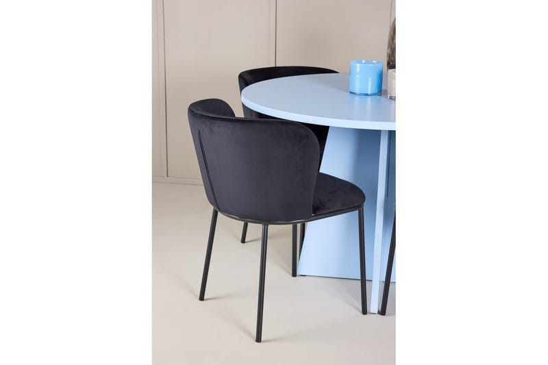 Matgrupp Bootcut Runt 110 cm Babyblå med 4st Edina Stolar Svart - Svart - Möbler - Matplats - Matgrupp & matbord med stolar