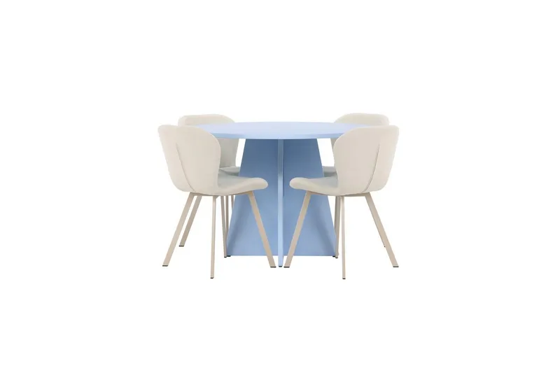 Matgrupp Bootcut Runt 110 cm Babyblå med 4st Lilja Stolar