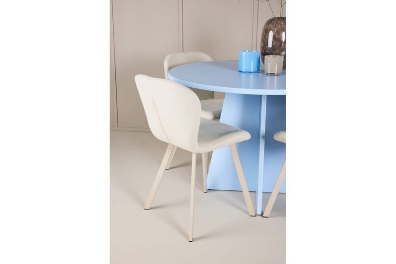 Matgrupp Bootcut Runt 110 cm Babyblå med 4st Lilja Stolar - Möbler - Matplats - Matgrupp & matbord med stolar