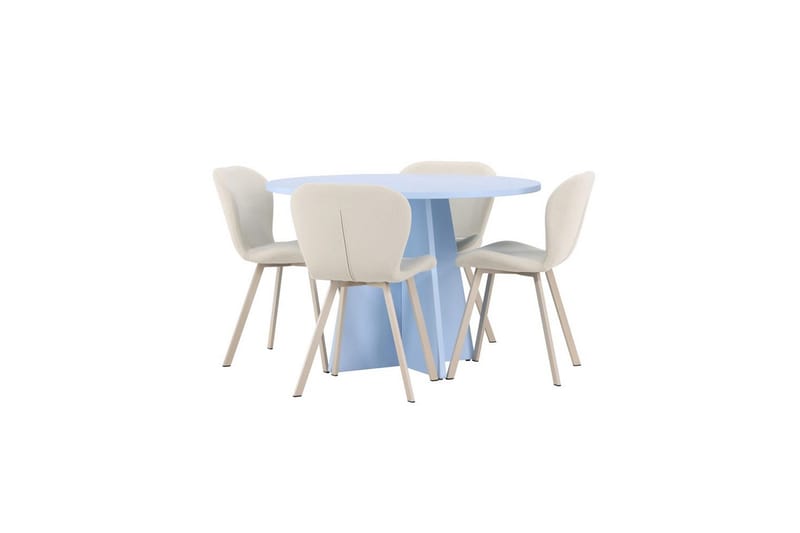 Matgrupp Bootcut Runt 110 cm Babyblå med 4st Lilja Stolar - Möbler - Matplats - Matgrupp & matbord med stolar