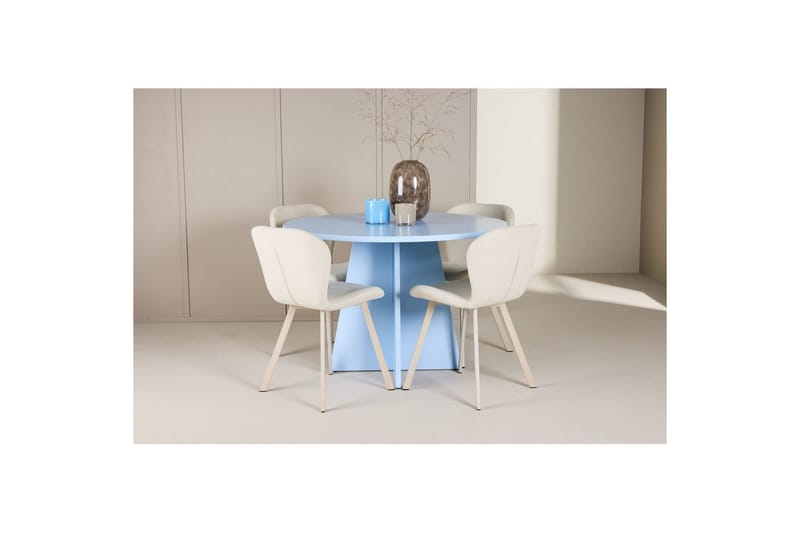 Matgrupp Bootcut Runt 110 cm Babyblå med 4st Lilja Stolar - Möbler - Matplats - Matgrupp & matbord med stolar