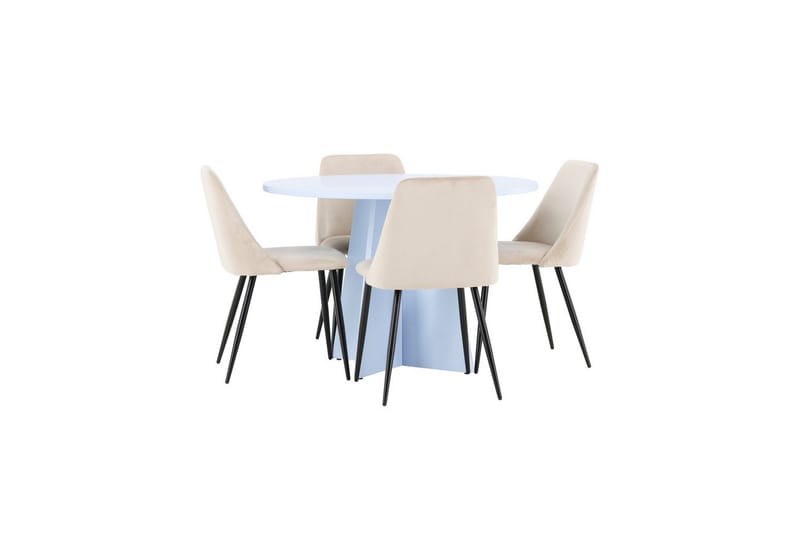 Matgrupp Bootcut Runt 110 cm Babyblå med 4st Night Stolar - Möbler - Matplats - Matgrupp & matbord med stolar
