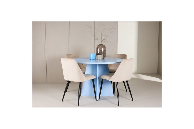 Matgrupp Bootcut Runt 110 cm Babyblå med 4st Night Stolar - Möbler - Matplats - Matgrupp & matbord med stolar