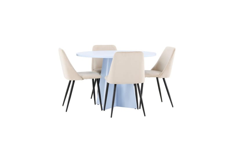 Matgrupp Bootcut Runt 110 cm Babyblå med 4st Night Stolar - Möbler - Matplats - Matgrupp & matbord med stolar