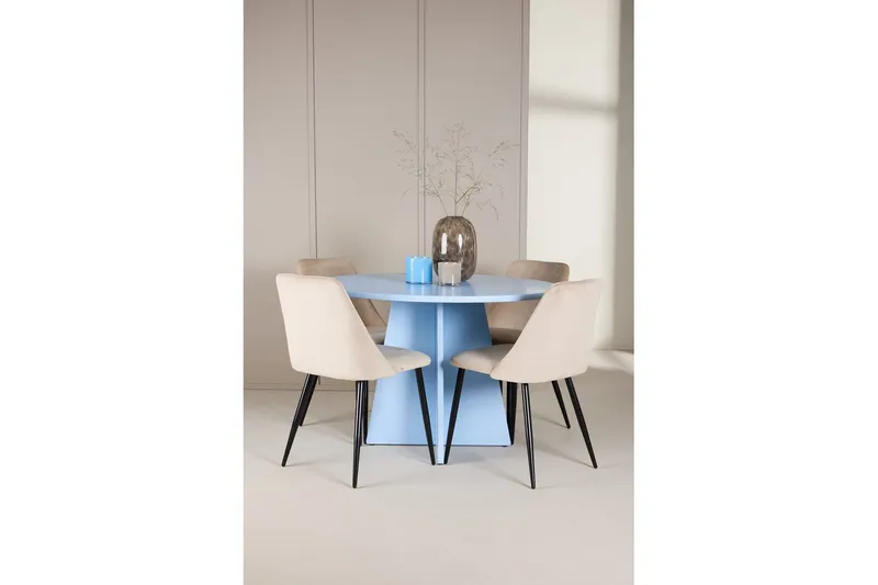 Matgrupp Bootcut Runt 110 cm Babyblå med 4st Night Stolar - Möbler - Matplats - Matgrupp & matbord med stolar