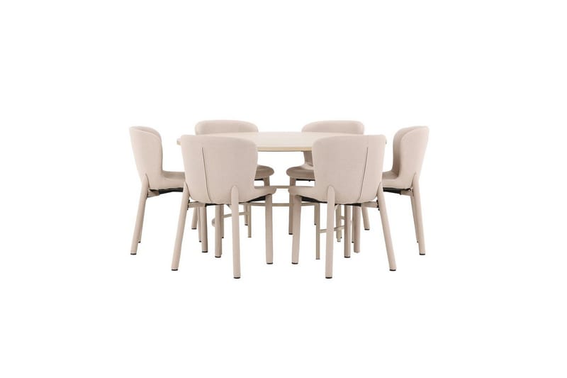 Matgrupp Copenhagen Runt 140 cm med 6st Astoria Stolar Vit / Beige, Beige - Vit / Beige, Beige - Möbler - Matplats - Matgrupp & matbord med stolar