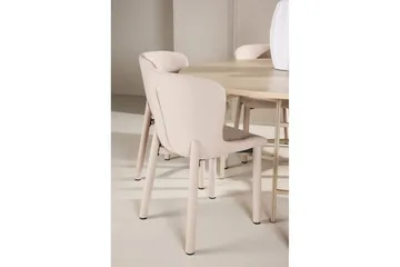 Matgrupp Copenhagen Runt 140 cm med 6st Astoria Stolar Vit / Beige, Beige - Vit / Beige, Beige - Möbler - Matplats - Matgrupp & matbord med stolar