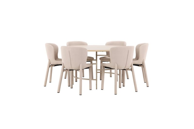 Matgrupp Copenhagen Runt 140 cm med 6st Astoria Stolar Vit / Beige, Beige - Vit / Beige, Beige - Möbler - Matplats - Matgrupp & matbord med stolar