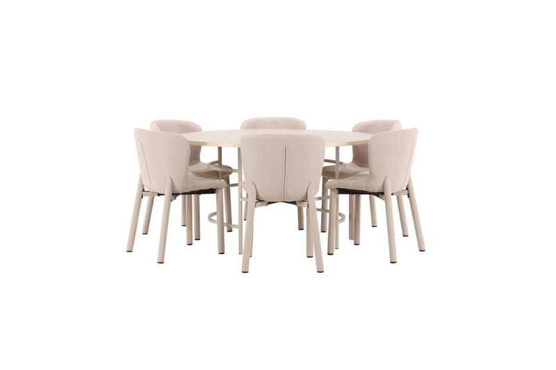 Matgrupp Copenhagen Runt 140 cm med 6st Astoria Stolar Vit / Beige, Beige - Vit / Beige, Beige - Möbler - Matplats - Matgrupp & matbord med stolar