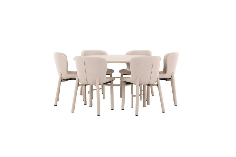 Matgrupp Copenhagen Runt 140 cm med 6st Astoria Stolar Vit / Beige, Beige - Vit / Beige, Beige - Möbler - Matplats - Matgrupp & matbord med stolar