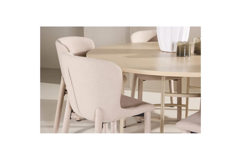 Matgrupp Copenhagen Runt 140 cm med 6st Astoria Stolar Vit / Beige, Beige - Vit / Beige, Beige - Möbler - Matplats - Matgrupp & matbord med stolar