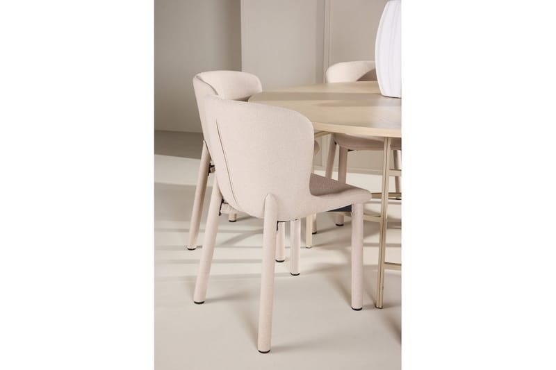 Matgrupp Copenhagen Runt 140 cm med 6st Astoria Stolar Vit / Beige, Beige - Vit / Beige, Beige - Möbler - Matplats - Matgrupp & matbord med stolar