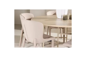 Matgrupp Copenhagen Runt 140 cm med 6st Astoria Stolar Vit / Beige, Beige - Vit / Beige, Beige - Möbler - Matplats - Matgrupp & matbord med stolar