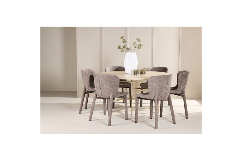 Matgrupp Copenhagen Runt 140 cm med 6st Astoria Stolar Vit / Beige, Brun - Vit / Beige, Brun - Möbler - Matplats - Matgrupp & matbord med stolar