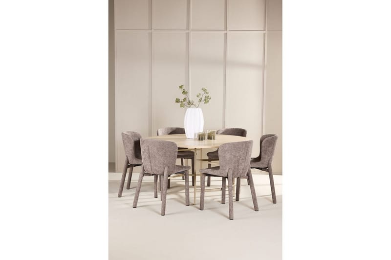 Matgrupp Copenhagen Runt 140 cm med 6st Astoria Stolar Vit / Beige, Brun - Vit / Beige, Brun - Möbler - Matplats - Matgrupp & matbord med stolar