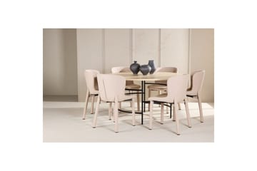 Matgrupp Copenhagen Runt 140 cm med 6st Astoria Stolar Vit / Svart, Beige - Vit / Svart, Beige - Möbler - Matplats - Matgrupp & matbord med stolar