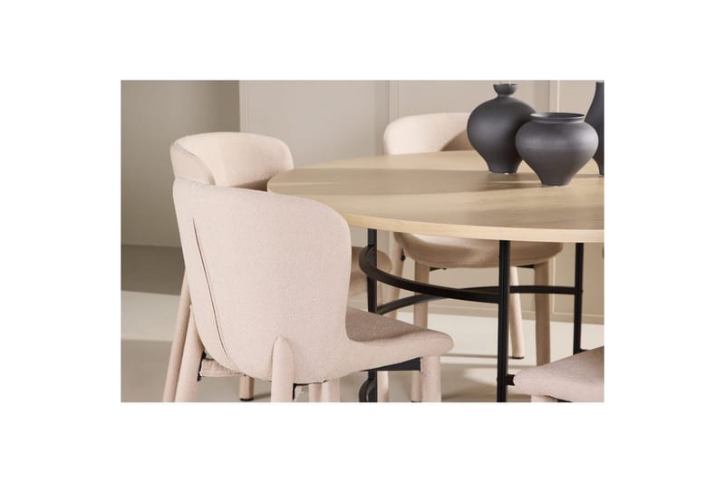 Matgrupp Copenhagen Runt 140 cm med 6st Astoria Stolar Vit / Svart, Beige - Vit / Svart, Beige - Möbler - Matplats - Matgrupp & matbord med stolar