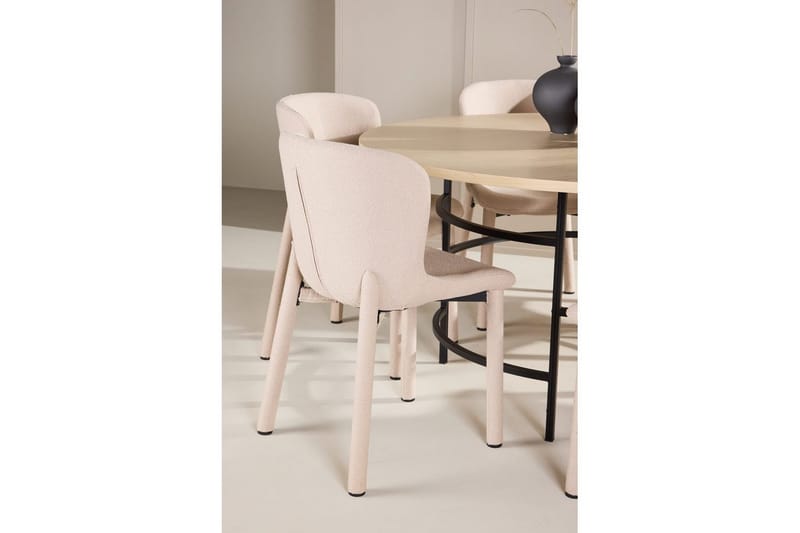 Matgrupp Copenhagen Runt 140 cm med 6st Astoria Stolar Vit / Svart, Beige - Vit / Svart, Beige - Möbler - Matplats - Matgrupp & matbord med stolar