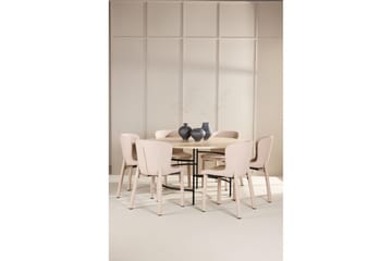 Matgrupp Copenhagen Runt 140 cm med 6st Astoria Stolar Vit / Svart, Beige - Vit / Svart, Beige - Möbler - Matplats - Matgrupp & matbord med stolar