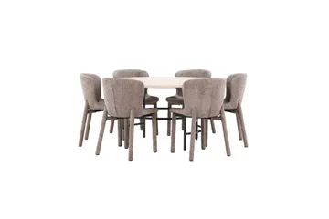 Matgrupp Copenhagen Runt 140 cm med 6st Astoria Stolar Vit / Svart, Brun - Vit / Svart, Brun - Möbler - Matplats - Matgrupp & matbord med stolar