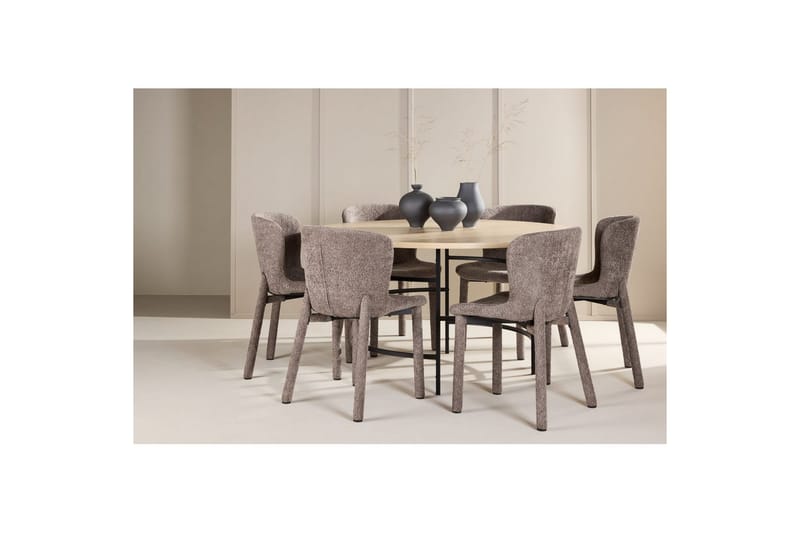 Matgrupp Copenhagen Runt 140 cm med 6st Astoria Stolar Vit / Svart, Brun - Vit / Svart, Brun - Möbler - Matplats - Matgrupp & matbord med stolar