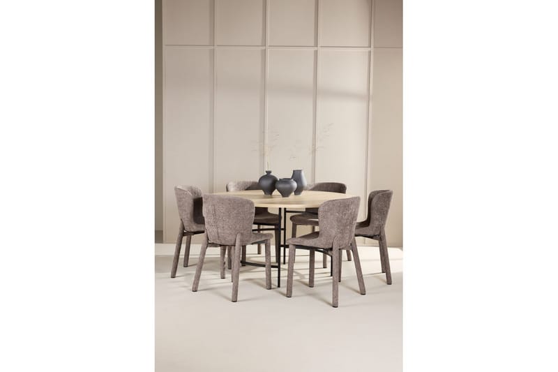 Matgrupp Copenhagen Runt 140 cm med 6st Astoria Stolar Vit / Svart, Brun - Vit / Svart, Brun - Möbler - Matplats - Matgrupp & matbord med stolar