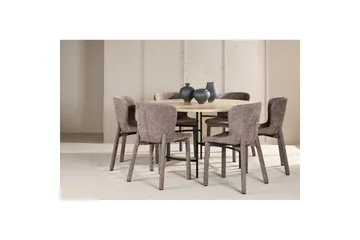 Matgrupp Copenhagen Runt 140 cm med 6st Astoria Stolar Vit / Svart, Brun - Vit / Svart, Brun - Möbler - Matplats - Matgrupp & matbord med stolar