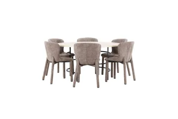 Matgrupp Copenhagen Runt 140 cm med 6st Astoria Stolar Vit / Svart, Brun - Vit / Svart, Brun - Möbler - Matplats - Matgrupp & matbord med stolar