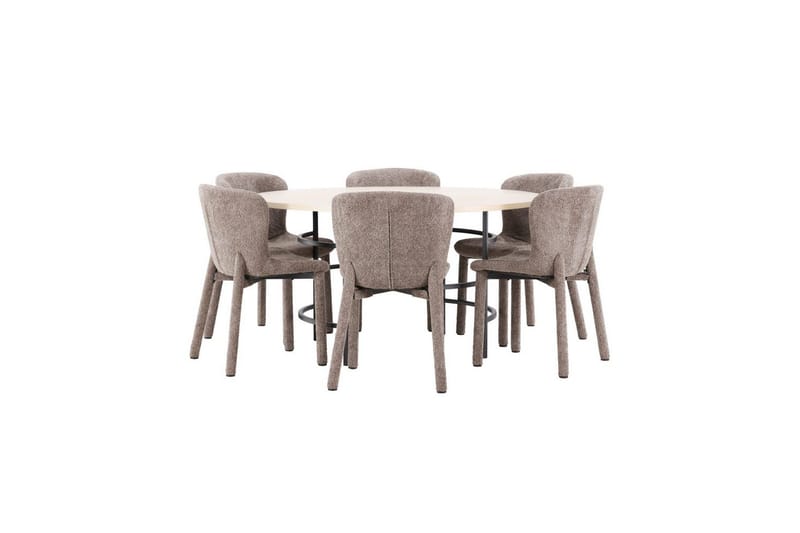 Matgrupp Copenhagen Runt 140 cm med 6st Astoria Stolar Vit / Svart, Brun - Vit / Svart, Brun - Möbler - Matplats - Matgrupp & matbord med stolar