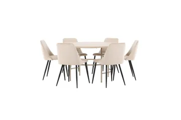 Matgrupp Copenhagen Runt 140 cm med 6st Night Stolar Vit / Beige - Vit / Beige - Möbler - Matplats - Matgrupp & matbord med stolar