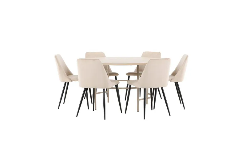Matgrupp Copenhagen Runt 140 cm med 6st Night Stolar Vit / Beige - Vit / Beige - Möbler - Matplats - Matgrupp & matbord med stolar