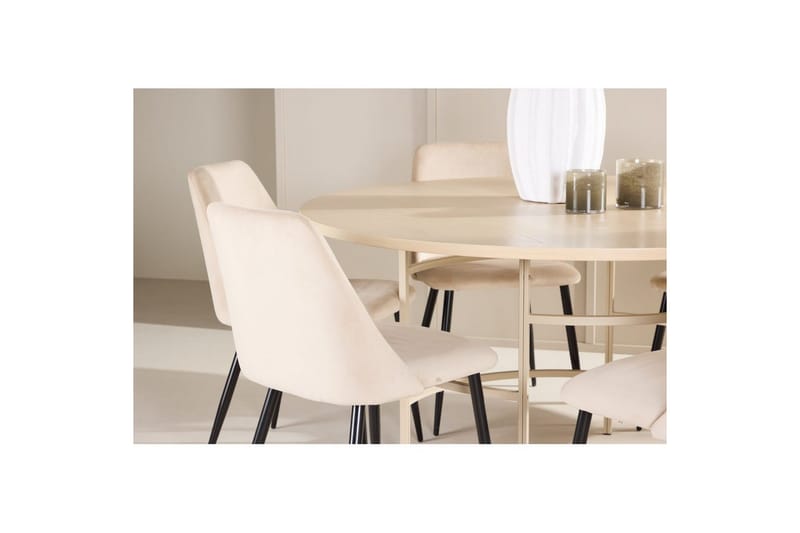 Matgrupp Copenhagen Runt 140 cm med 6st Night Stolar Vit / Beige - Vit / Beige - Möbler - Matplats - Matgrupp & matbord med stolar