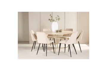 Matgrupp Copenhagen Runt 140 cm med 6st Night Stolar Vit / Beige - Vit / Beige - Möbler - Matplats - Matgrupp & matbord med stolar